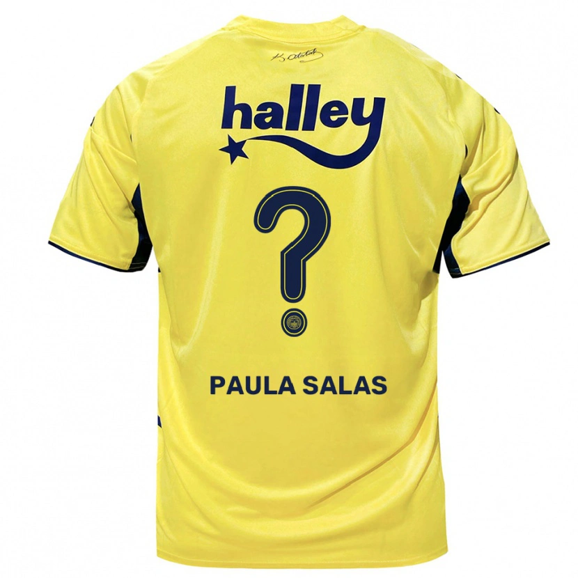 Danxen Criança Camisola María Paula Salas #0 Amarelo Marinho Alternativa 2025/26 Camisa