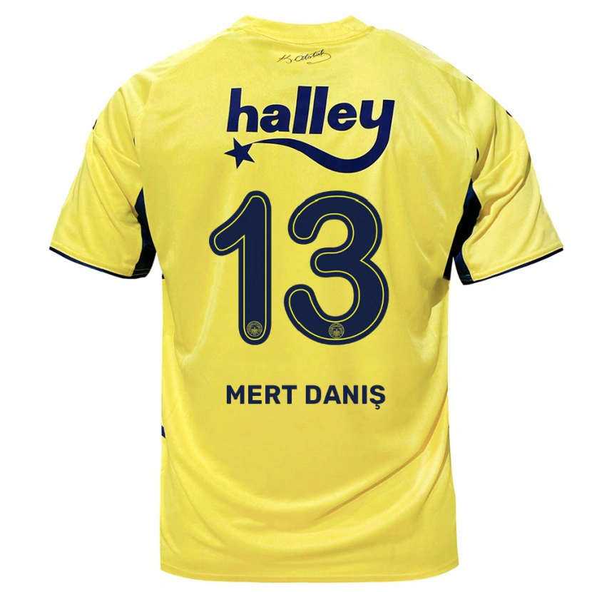 Danxen Criança Camisola Mustafa Mert Danış #13 Amarelo Marinho Alternativa 2025/26 Camisa