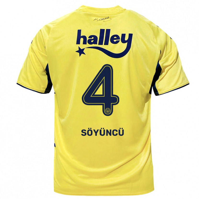 Danxen Criança Camisola Çağlar Söyüncü #4 Amarelo Marinho Alternativa 2025/26 Camisa