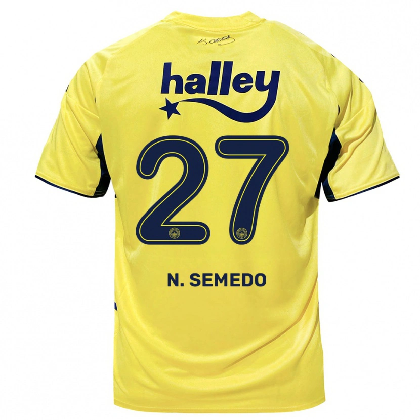 Danxen Criança Camisola Nélson Semedo #27 Amarelo Marinho Alternativa 2025/26 Camisa