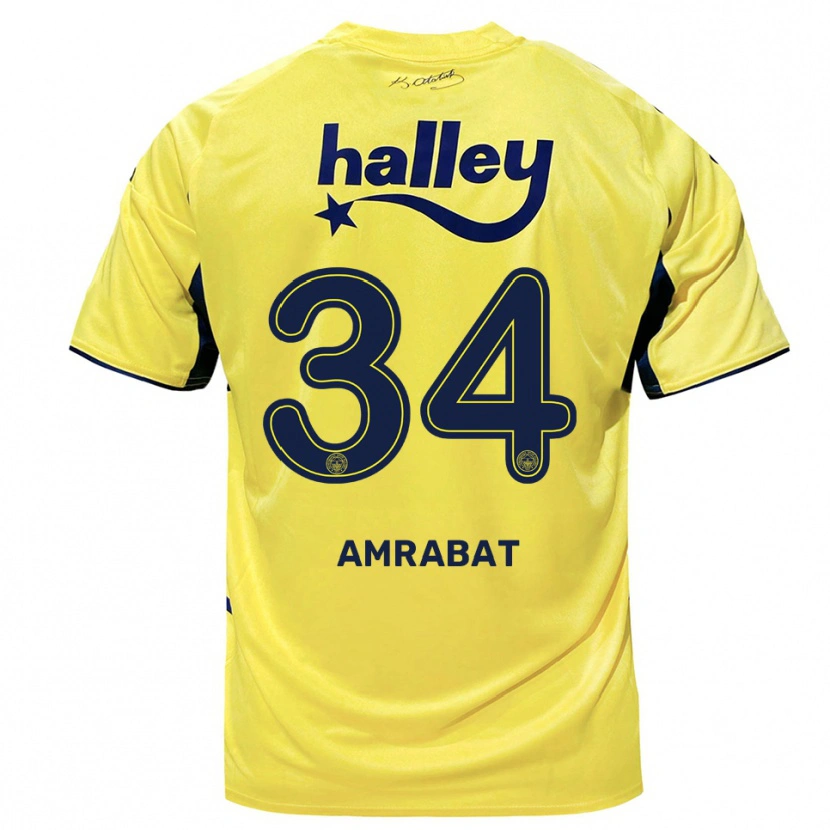 Danxen Criança Camisola Sofyan Amrabat #34 Amarelo Marinho Alternativa 2025/26 Camisa