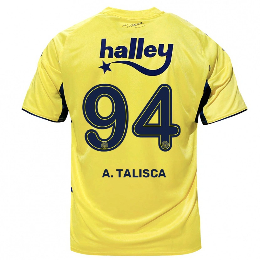 Danxen Criança Camisola Talisca #94 Amarelo Marinho Alternativa 2025/26 Camisa