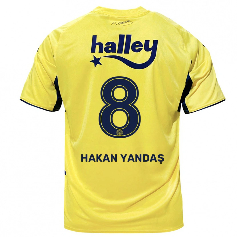 Danxen Criança Camisola Mert Hakan Yandaş #8 Amarelo Marinho Alternativa 2025/26 Camisa