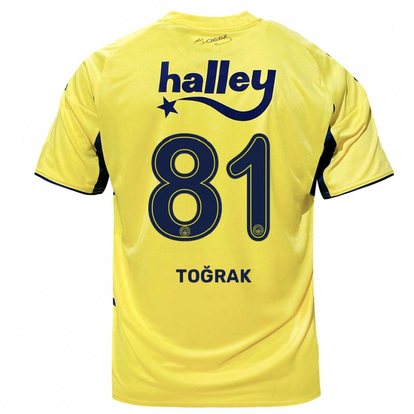 Danxen Criança Camisola Şükür Toğrak #81 Amarelo Marinho Alternativa 2025/26 Camisa