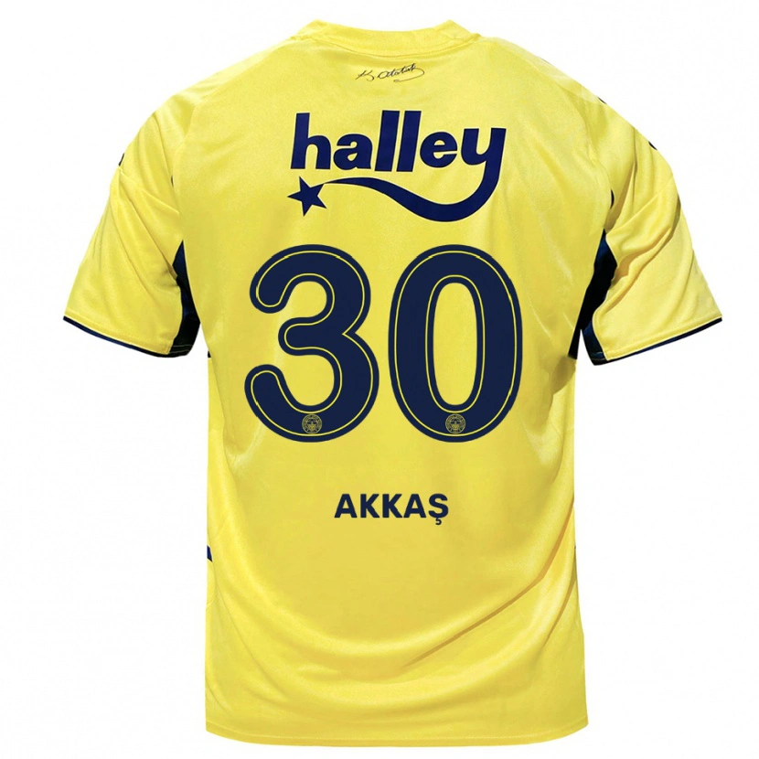 Danxen Criança Camisola Arda Akkaş #30 Amarelo Marinho Alternativa 2025/26 Camisa