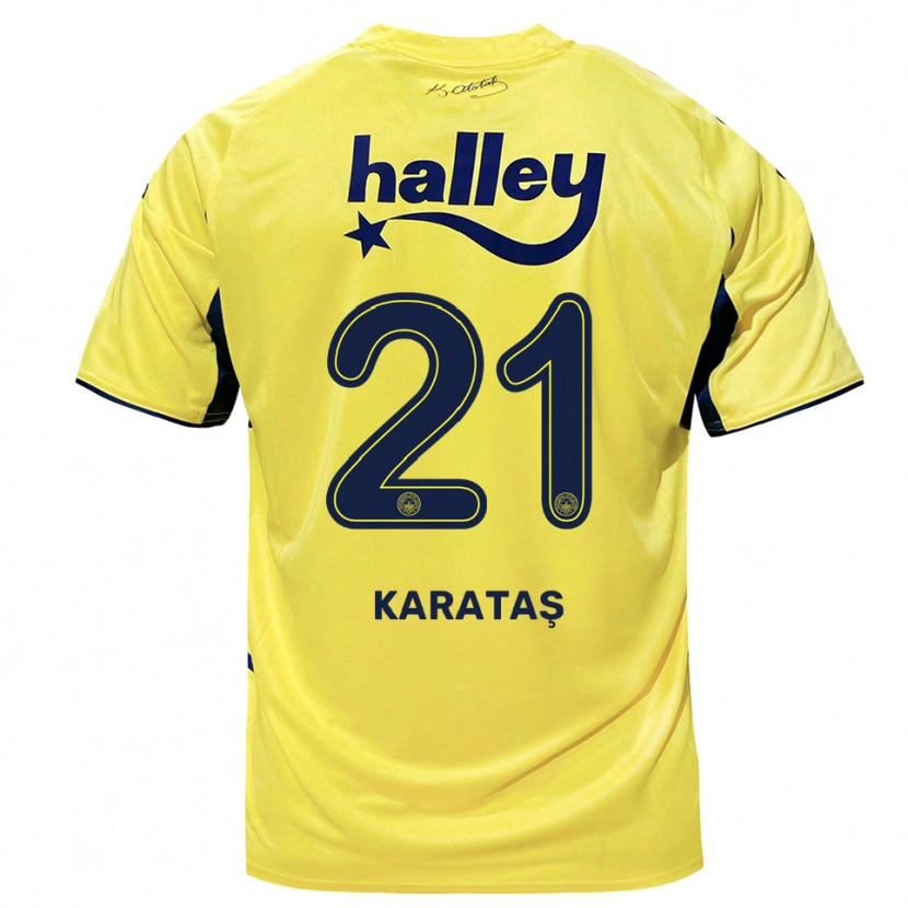 Danxen Criança Camisola Haydar Karataş #21 Amarelo Marinho Alternativa 2025/26 Camisa