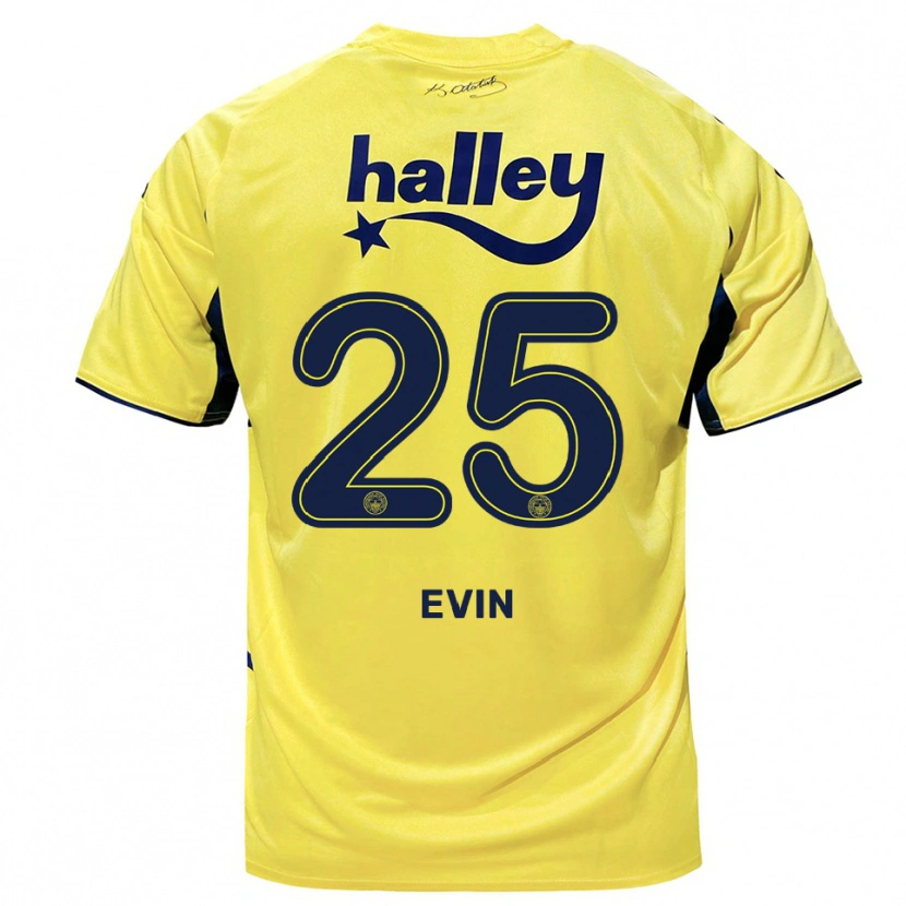 Danxen Criança Camisola Yiğit Evin #25 Amarelo Marinho Alternativa 2025/26 Camisa