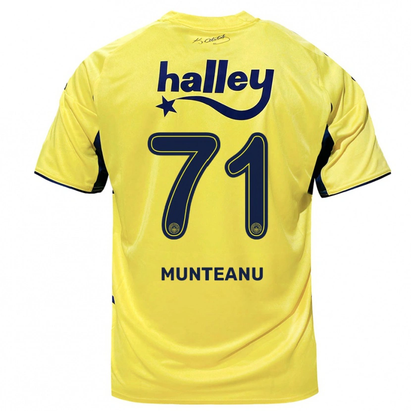 Danxen Criança Camisola Natalia Munteanu #71 Amarelo Marinho Alternativa 2025/26 Camisa