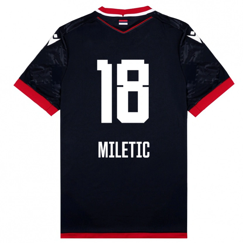 Danxen Criança Camisola Ignjat Miletic #18 Preto Vermelho Alternativa 2025/26 Camisa