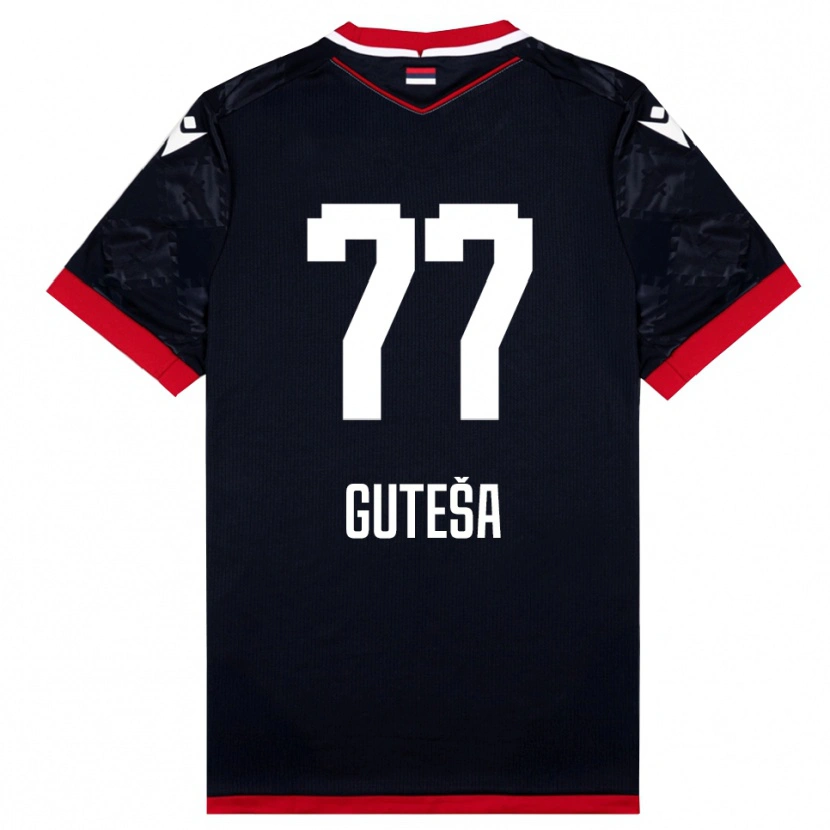 Danxen Criança Camisola Ivan Guteša #77 Preto Vermelho Alternativa 2025/26 Camisa