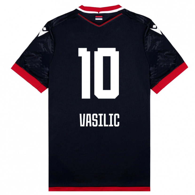 Danxen Criança Camisola Aleksa Vasilic #10 Preto Vermelho Alternativa 2025/26 Camisa