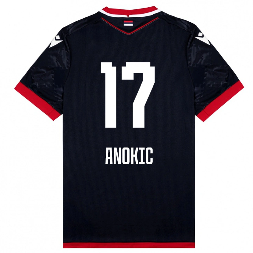 Danxen Criança Camisola Dragan Anokic #17 Preto Vermelho Alternativa 2025/26 Camisa