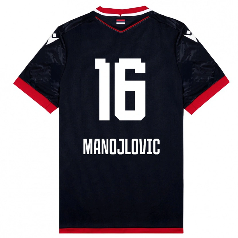 Danxen Criança Camisola Petar Manojlovic #16 Preto Vermelho Alternativa 2025/26 Camisa