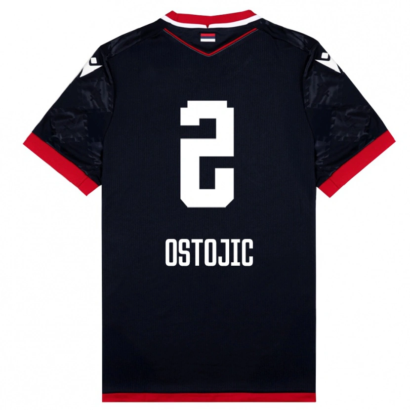 Danxen Criança Camisola Mateja Ostojic #2 Preto Vermelho Alternativa 2025/26 Camisa