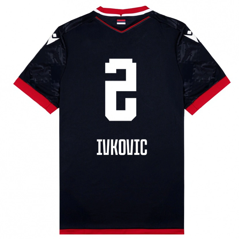 Danxen Criança Camisola Ognjen Ivkovic #2 Preto Vermelho Alternativa 2025/26 Camisa