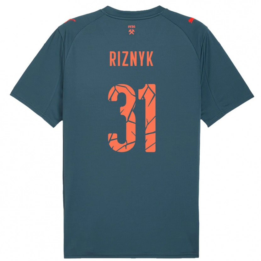 Danxen Criança Camisola Dmytro Riznyk #31 Marinho Vermelho Alternativa 2025/26 Camisa