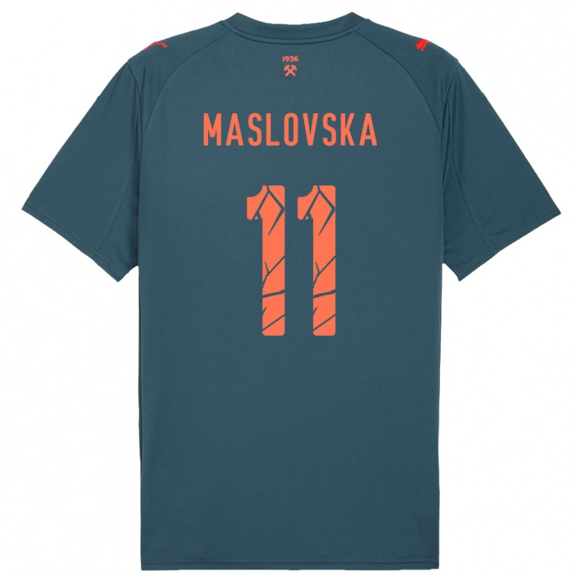 Danxen Criança Camisola Yelyzaveta Maslovska #11 Marinho Vermelho Alternativa 2025/26 Camisa