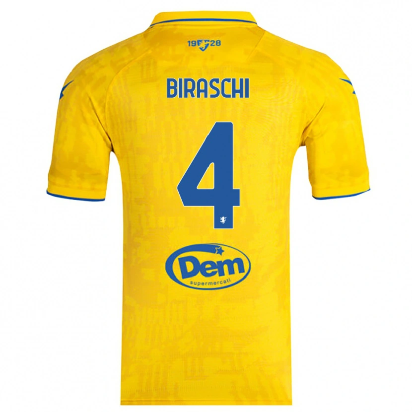 Danxen Homem Camisola Davide Biraschi #4 Amarelo Azul Principal 2025/26 Camisa