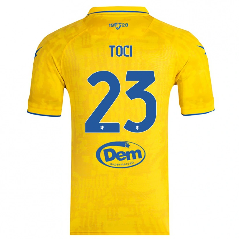 Danxen Homem Camisola Matteo Toci #23 Amarelo Azul Principal 2025/26 Camisa