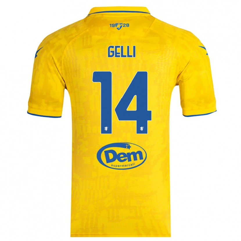 Danxen Homem Camisola Francesco Gelli #14 Amarelo Azul Principal 2025/26 Camisa
