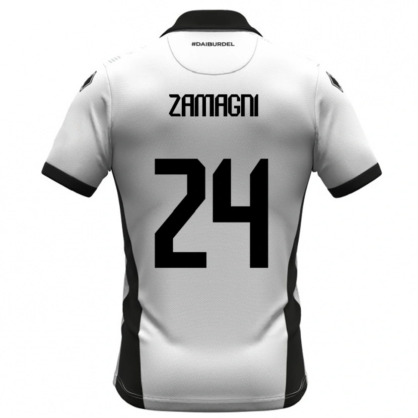 Danxen Homem Camisola Davide Zamagni #24 Branco Preto Laranja Principal 2025/26 Camisa
