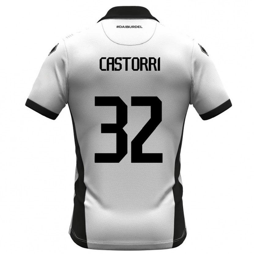 Danxen Homem Camisola Gianmarco Castorri #32 Branco Preto Laranja Principal 2025/26 Camisa