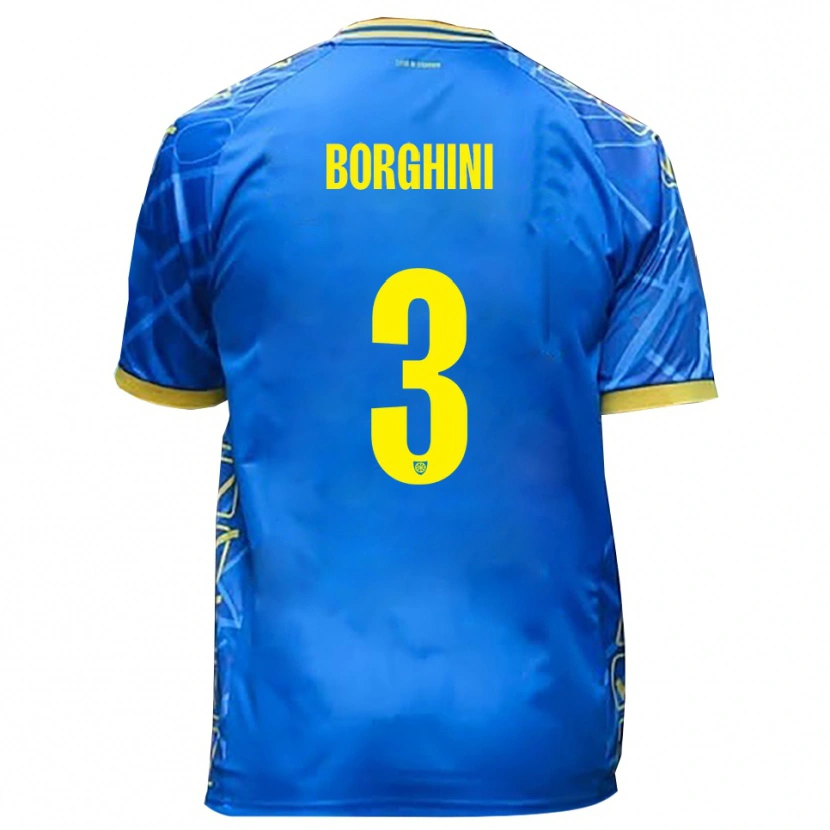 Danxen Homem Camisola Giacomo Borghini #3 Azul Celeste Amarelo Principal 2025/26 Camisa