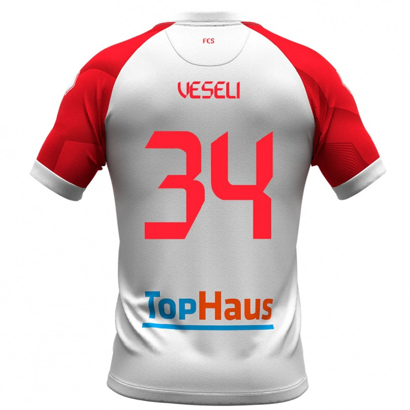 Danxen Homem Camisola Frédéric Veseli #34 Branco Vermelho Principal 2025/26 Camisa