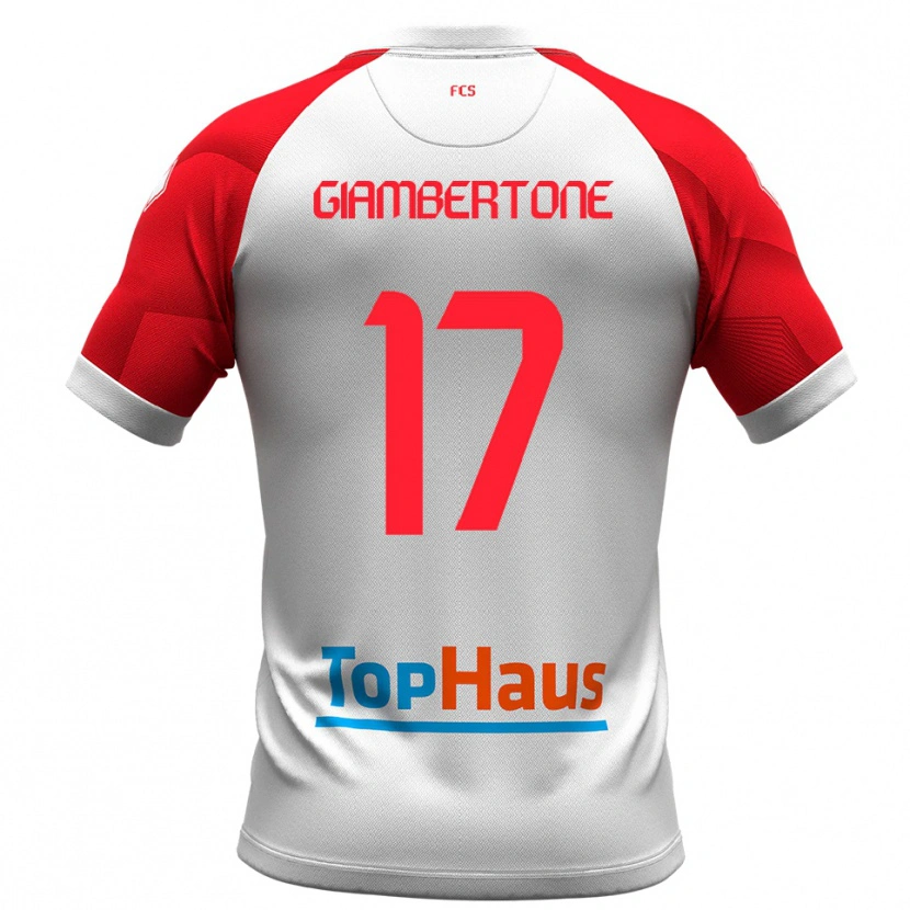 Danxen Homem Camisola Fabio Giambertone #17 Branco Vermelho Principal 2025/26 Camisa