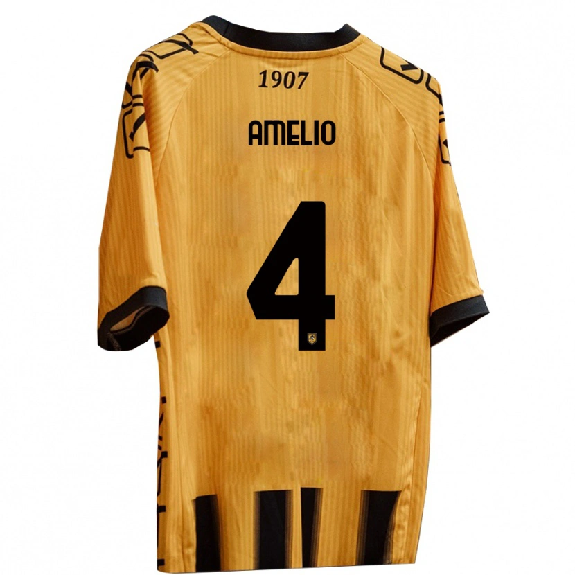 Danxen Homem Camisola Ciro Amelio #4 Amarelo Preto Principal 2025/26 Camisa