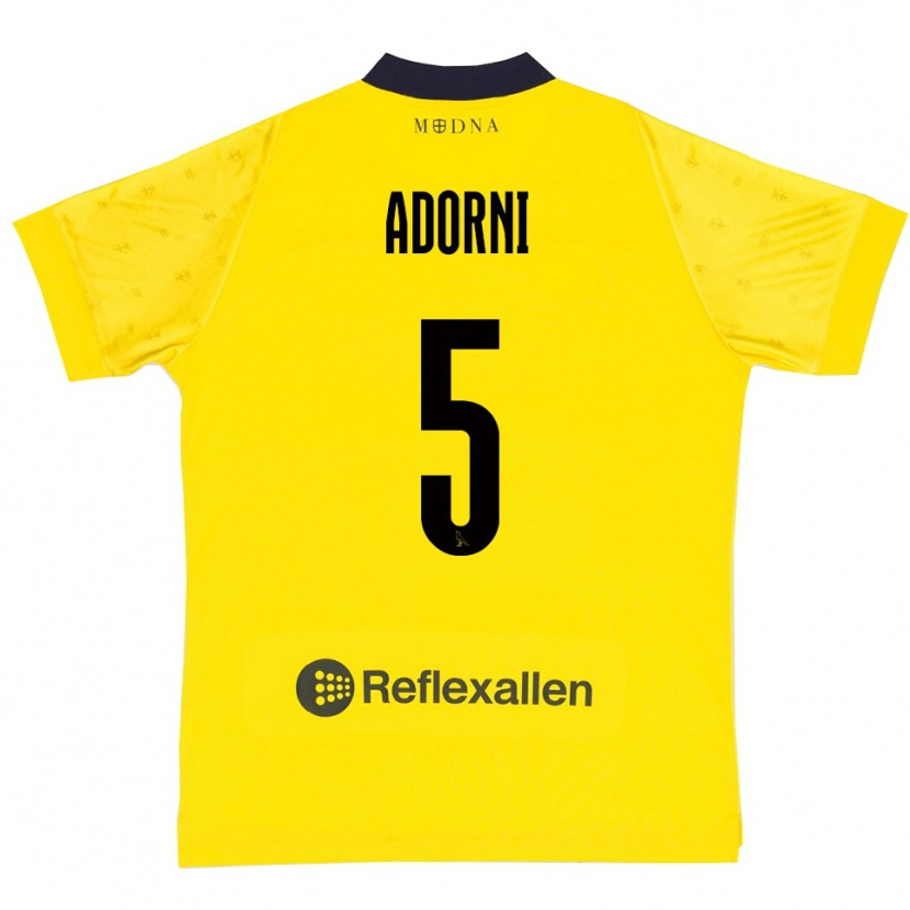 Danxen Homem Camisola Davide Adorni #5 Amarelo Marinho Principal 2025/26 Camisa
