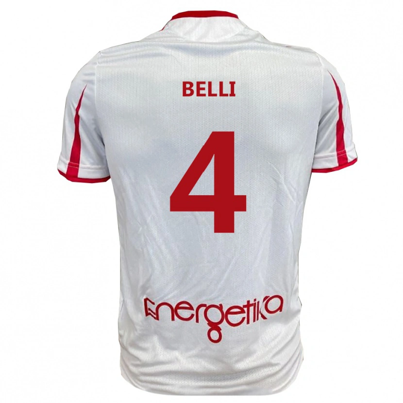Danxen Homem Camisola Francesco Belli #4 Branco Vermelho Principal 2025/26 Camisa