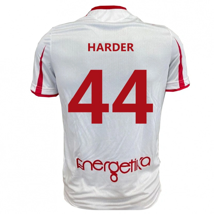 Danxen Homem Camisola Jonas Harder #44 Branco Vermelho Principal 2025/26 Camisa