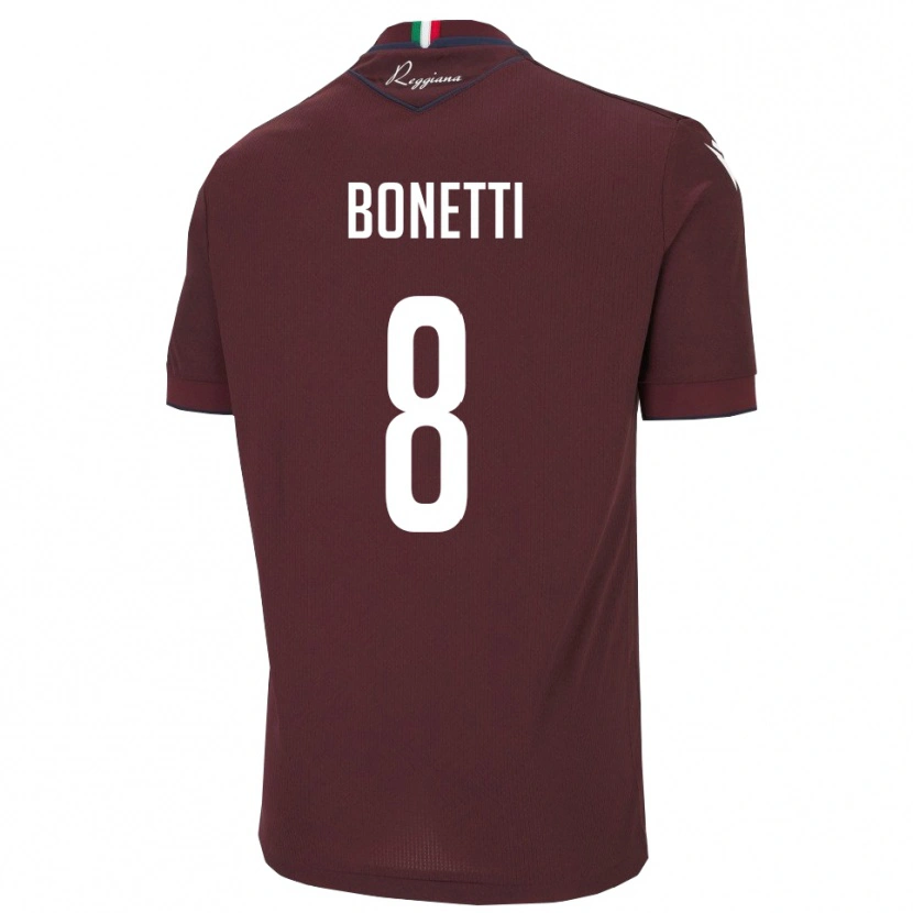 Danxen Homem Camisola Simone Bonetti #8 Borgonha Branco Principal 2025/26 Camisa