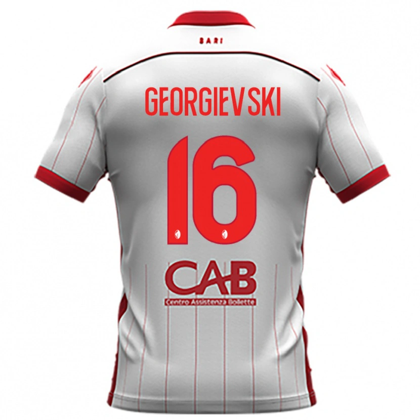 Danxen Homem Camisola Toma Georgievski #16 Branco Vermelho Principal 2025/26 Camisa