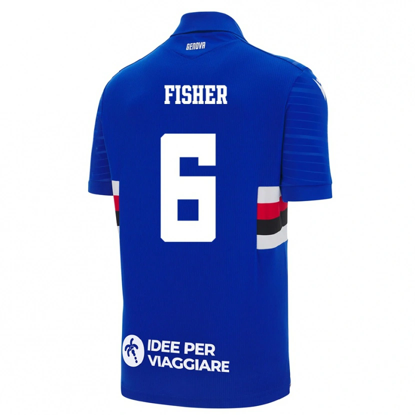 Danxen Homem Camisola Mateo Fisher #6 Azul Branco Principal 2025/26 Camisa