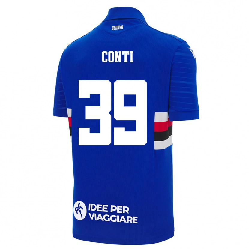 Danxen Homem Camisola Francesco Conti #39 Azul Branco Principal 2025/26 Camisa