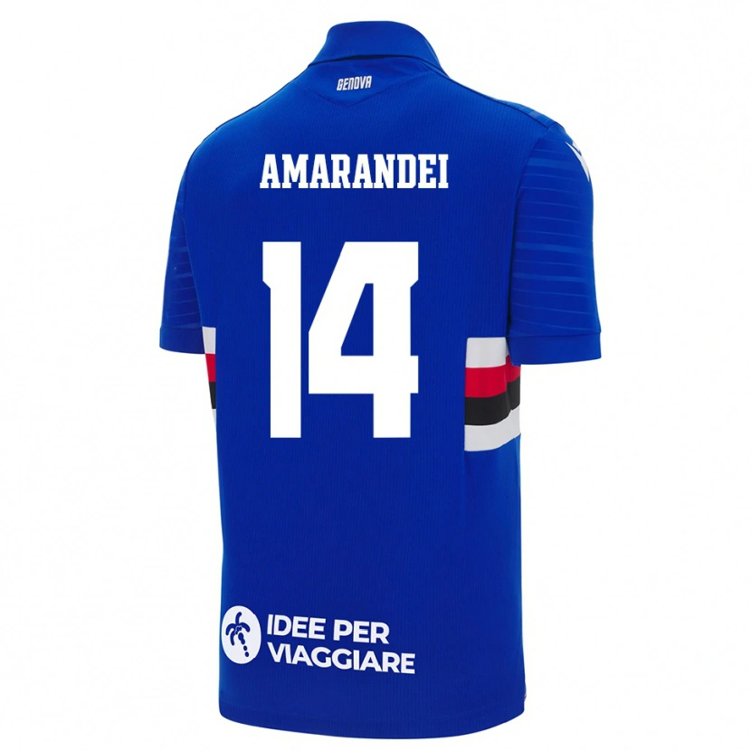 Danxen Homem Camisola Ștefan Amarandei #14 Azul Branco Principal 2025/26 Camisa