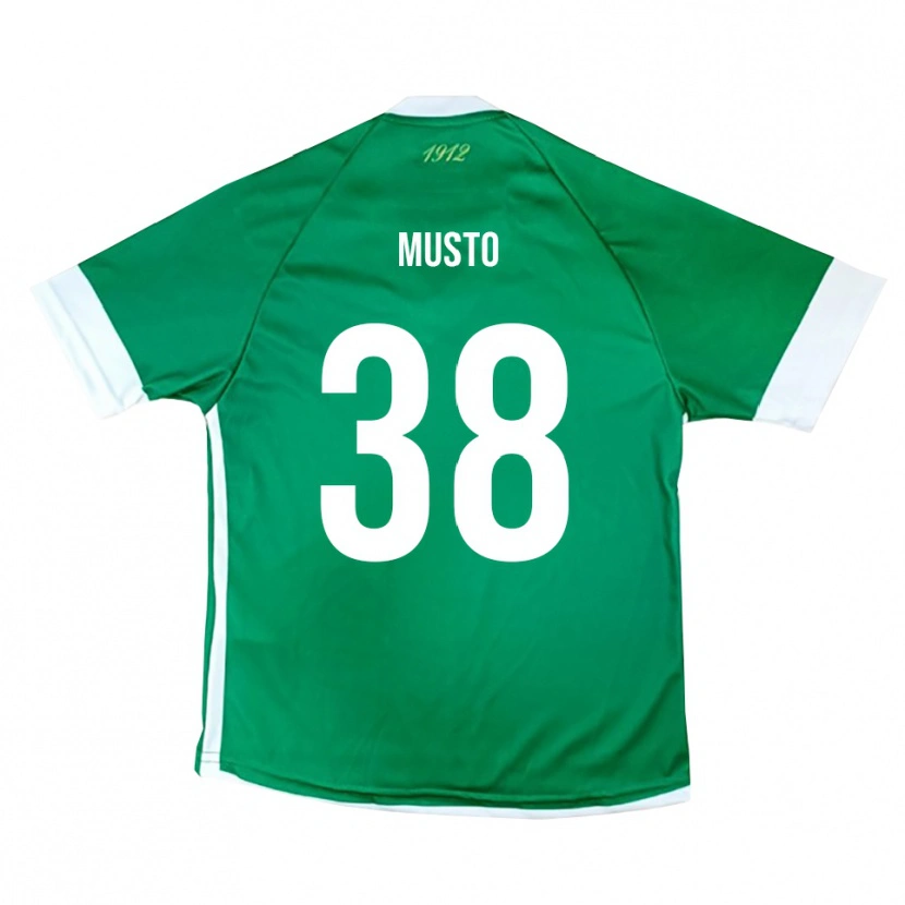 Danxen Homem Camisola Mattia Musto #38 Verde Branco Principal 2025/26 Camisa