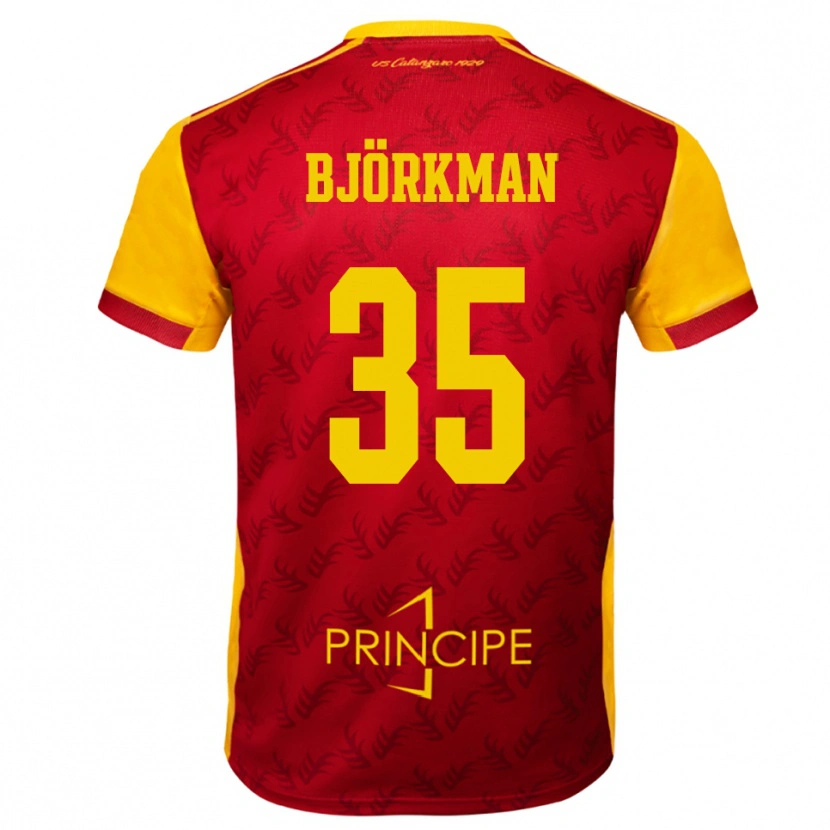 Danxen Homem Camisola Robin Björkman #35 Amarelo Vermelho Principal 2025/26 Camisa