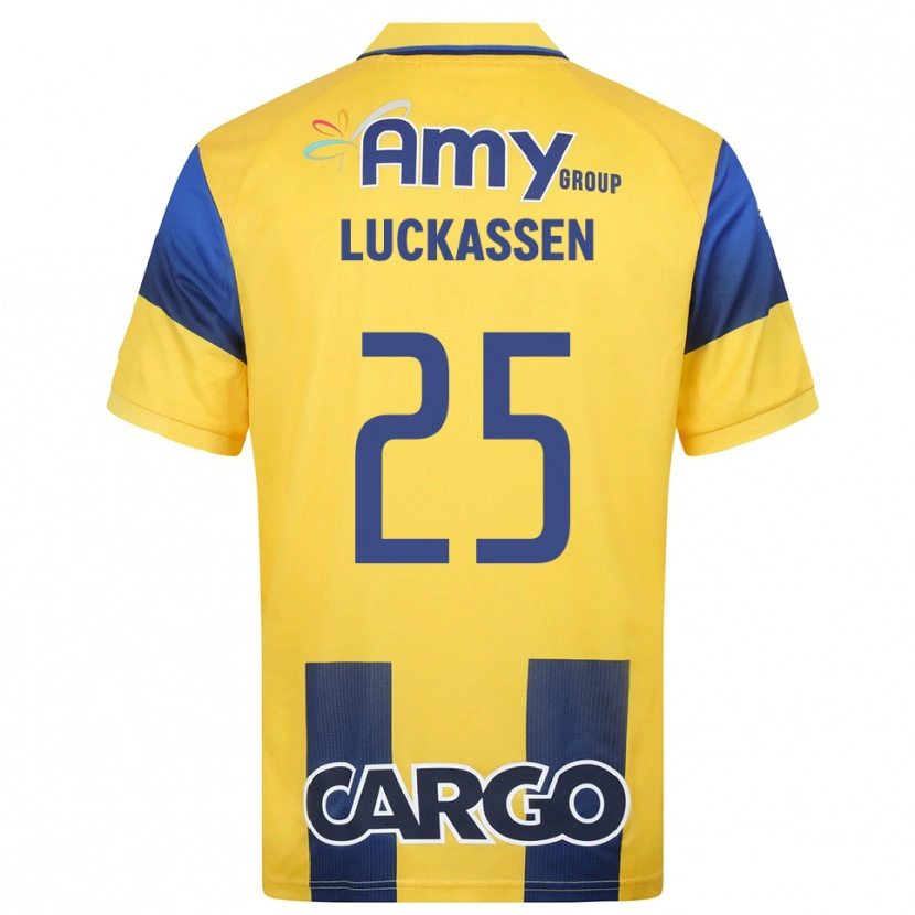 Danxen Homem Camisola Derrick Luckassen #25 Amarelo Marinho Principal 2025/26 Camisa