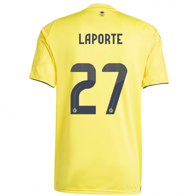 Danxen Homem Camisola Aymeric Laporte #27 Amarelo Preto Principal 2025/26 Camisa