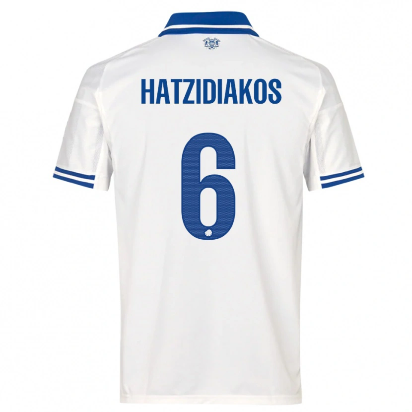 Danxen Homem Camisola Pantelis Hatzidiakos #6 Branco Azul Principal 2025/26 Camisa