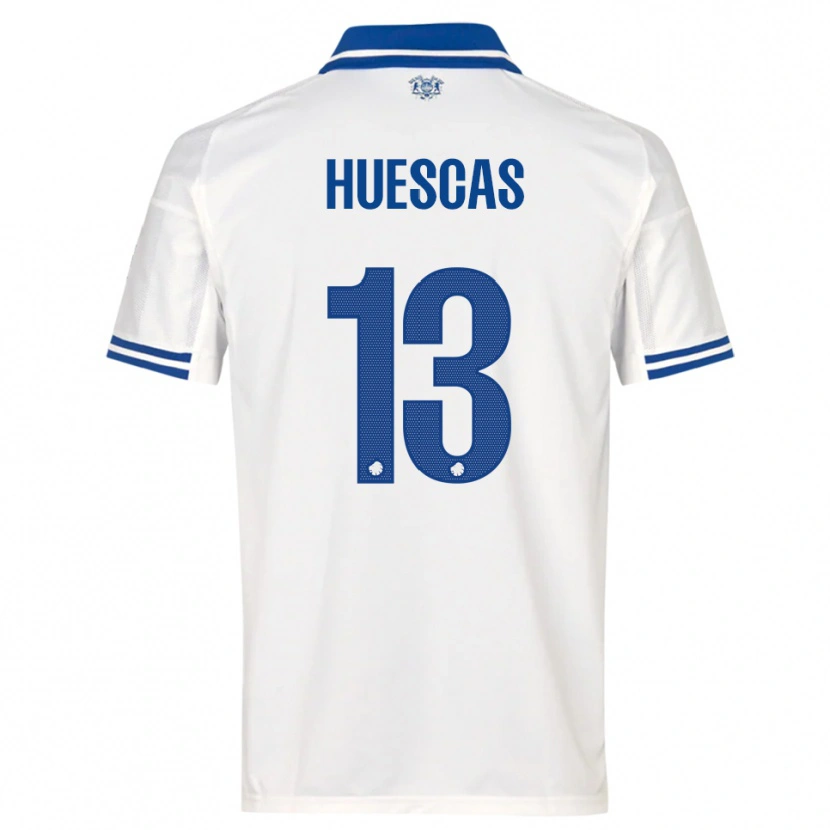 Danxen Homem Camisola Rodrigo Huescas #13 Branco Azul Principal 2025/26 Camisa