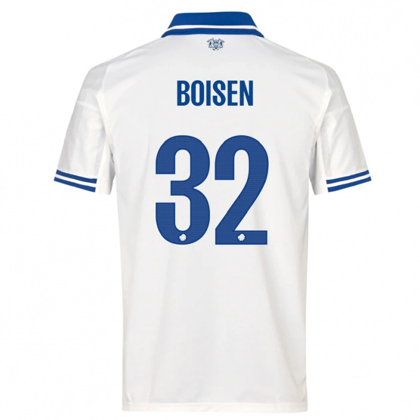 Danxen Homem Camisola Frederikke Boisen #32 Branco Azul Principal 2025/26 Camisa