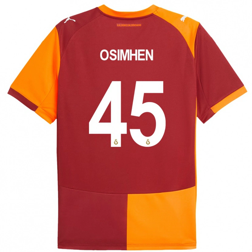 Danxen Homem Camisola Victor Osimhen #45 Vermelho Laranja Principal 2025/26 Camisa