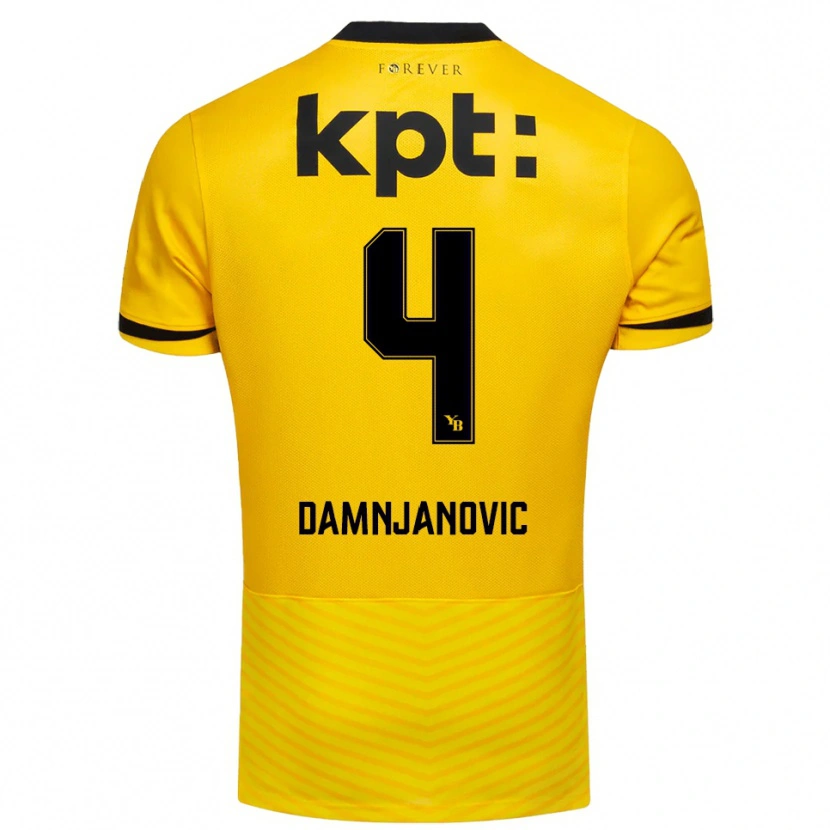 Danxen Homem Camisola Lazar Damnjanovic #4 Amarelo Preto Principal 2025/26 Camisa