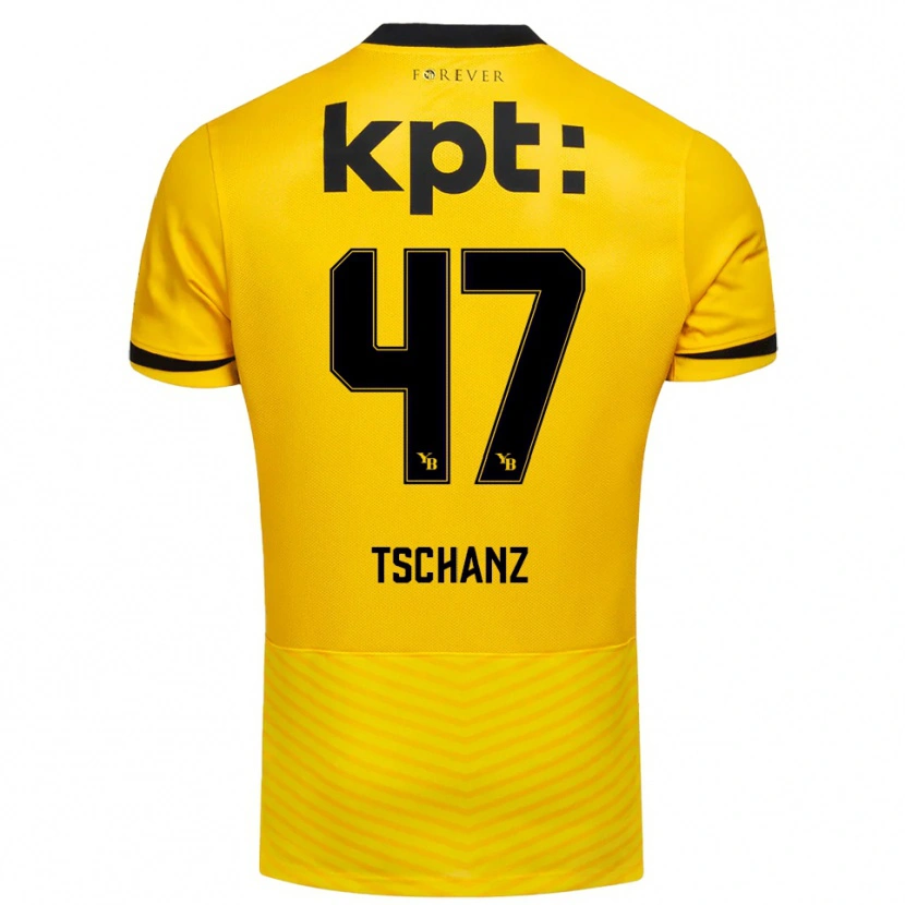 Danxen Homem Camisola Noë Tschanz #47 Amarelo Preto Principal 2025/26 Camisa