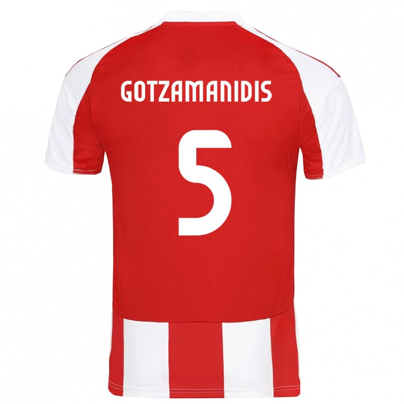 Danxen Homem Camisola Nikolaos Gotzamanidis #5 Vermelho Branco Principal 2025/26 Camisa