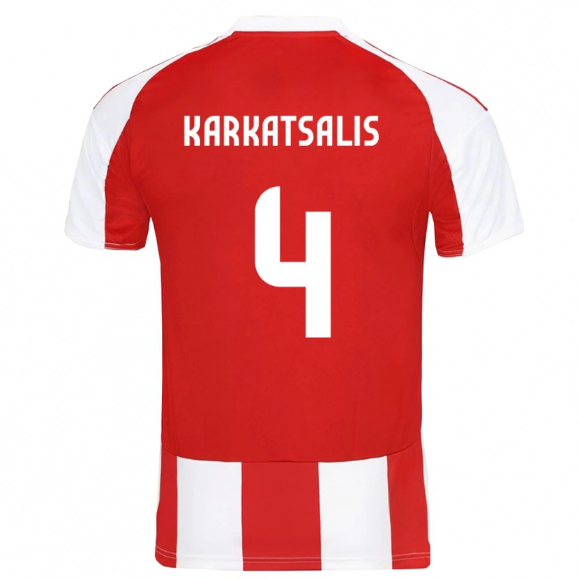 Danxen Homem Camisola Vasilios Karkatsalis #4 Vermelho Branco Principal 2025/26 Camisa